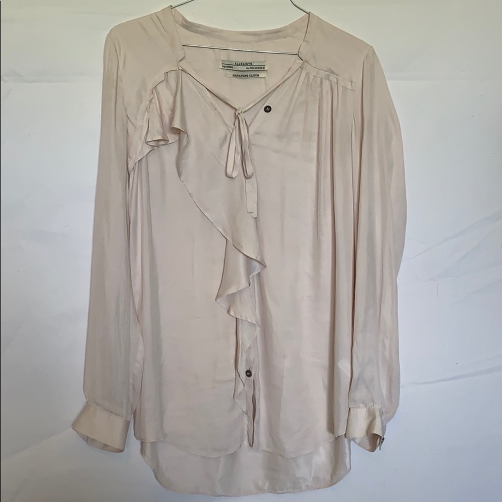 Women’s all saints cream silk blouse size 2